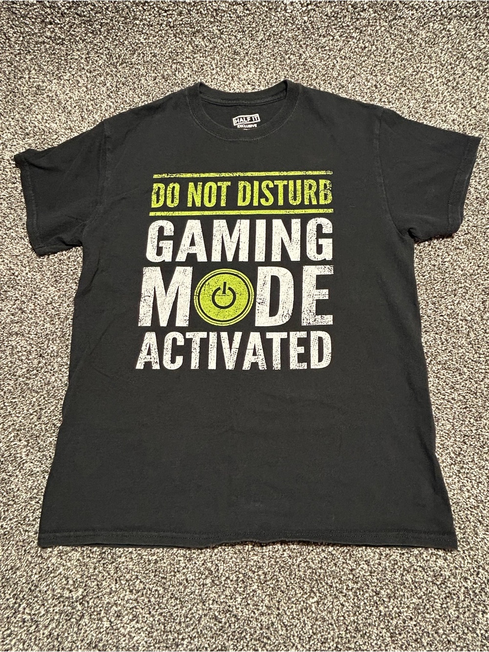 Vintage Half It Black T-Shirt with gaming graphics 100% cotton